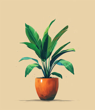 一株盆栽熱帶芭蕉綠植