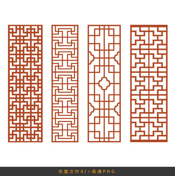 新中式窗格矢量素材
