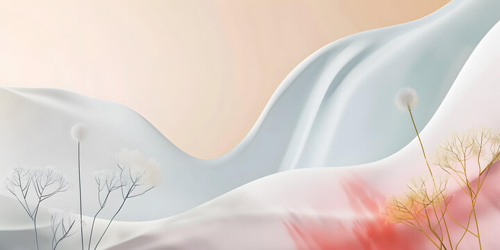 抽象簡(jiǎn)約風(fēng)格白色蒲公英和花卉背景