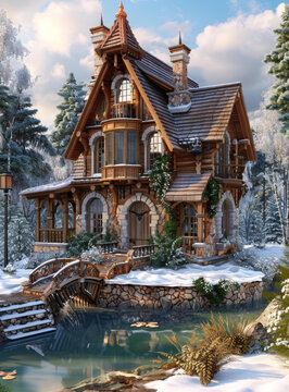 雪景森林小屋
