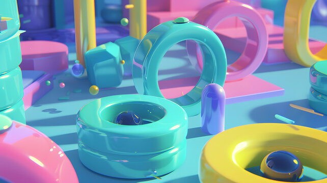 抽象的彩色3D幾何圖形背景