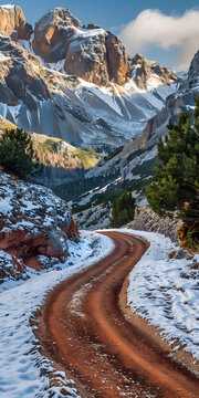 雪山蜿蜒小路風景