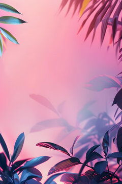 粉色紫色熱帶葉子背景