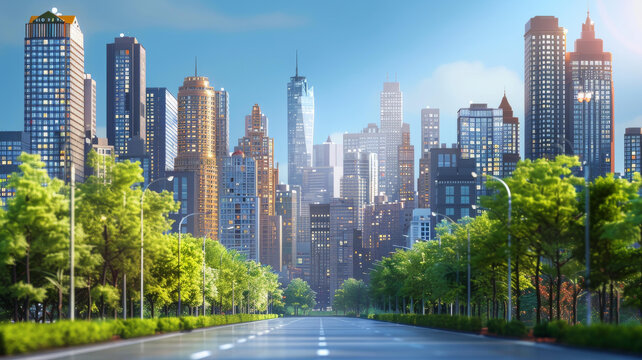 城市街道與高樓風景