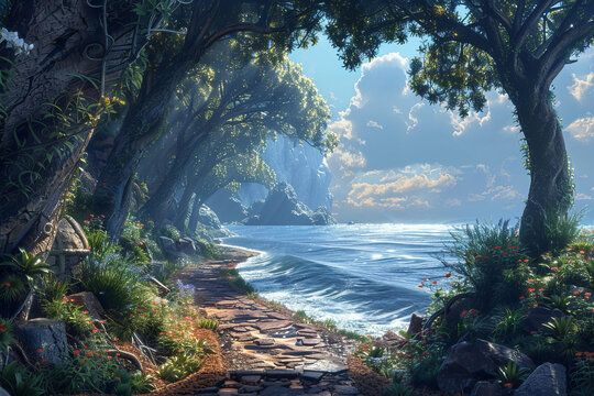 奇幻海岸線與石路