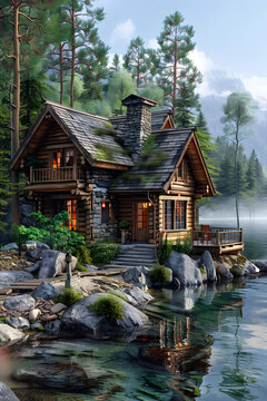 奇幻小屋的AI圖片