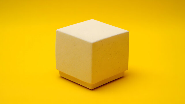 黃色背景上的白色立方體產(chǎn)品展示