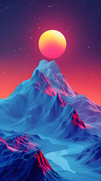 霓虹山脈景觀