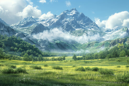 雪山覆蓋山峰