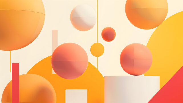 抽象彩色球體和幾何圖形的3D