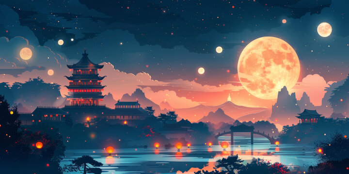 中國(guó)古村夜色