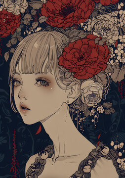 花朵裝飾的女性