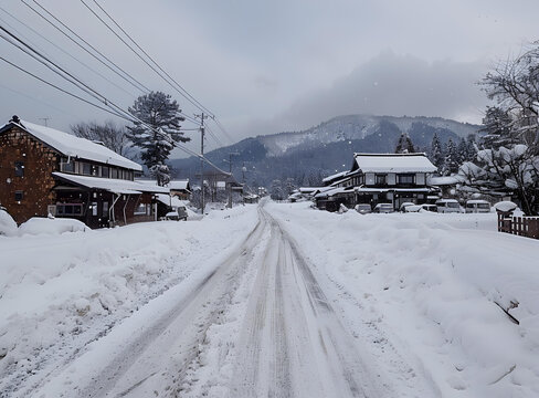 日本鄉(xiāng)村雪景
