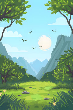 綠色森林與山脈背景景觀