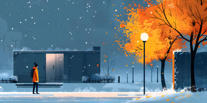 一個人站在雪地里