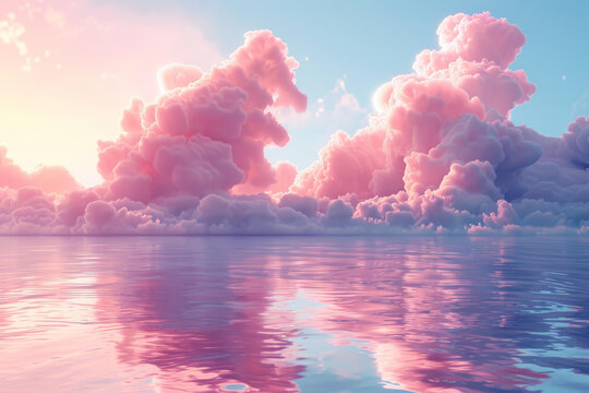 粉色的天空和大海