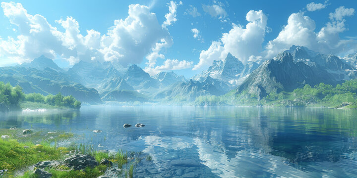 壯麗的山湖全景