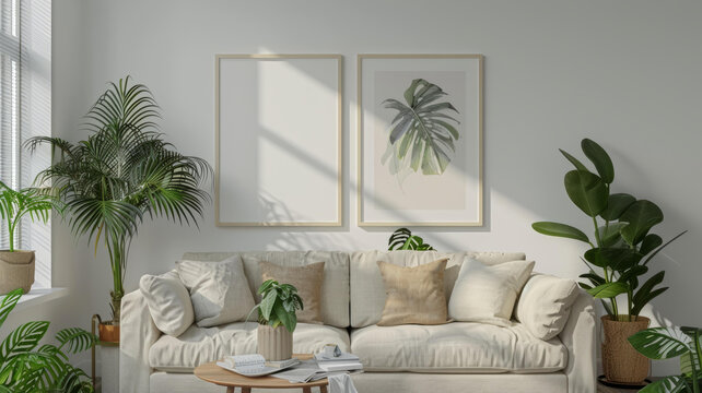 室內(nèi)植物和陽光照射在客廳