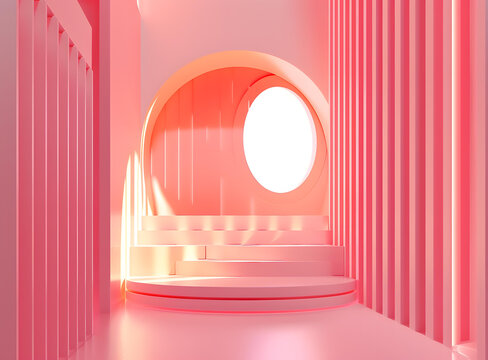 粉色極簡3D產(chǎn)品展示背景