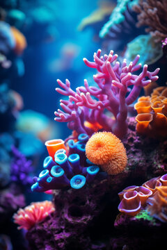 五彩繽紛的海底世界珊瑚和熱帶魚