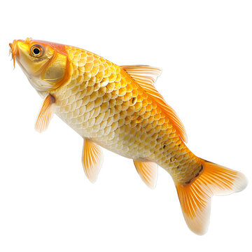 [免摳素材]一條美麗的橙色錦鯉魚在白色背景下