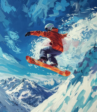 雪山飛躍的AI圖片