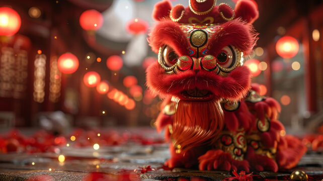舞獅迎春鬧元宵歡天喜地慶佳節(jié)