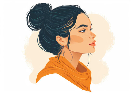 時尚雀斑美女側(cè)臉照
