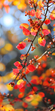 秋葉紅黃，果實累累