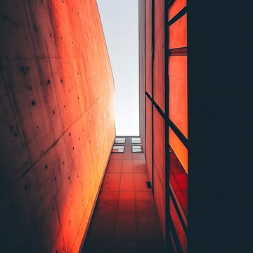 城市紅磚墻與天空