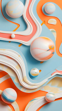抽象3D波浪形狀和球體背景