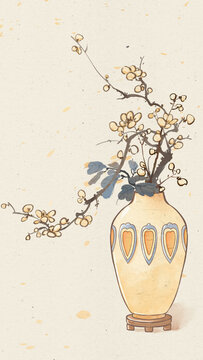 中國傳統(tǒng)節(jié)氣海報梅花插畫