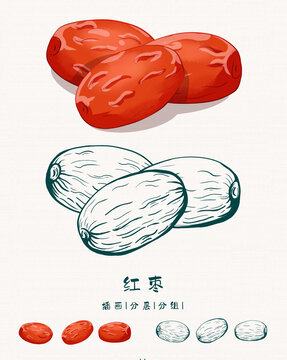 紅棗插畫版畫