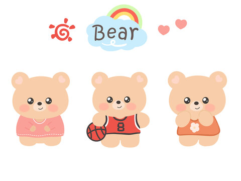 兒童卡通熊動物印花圖案