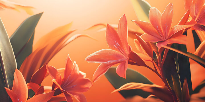 橙色花朵與柔和光線