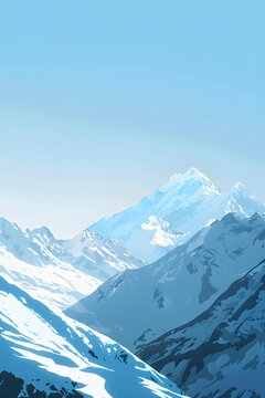 藍色山脈冬季風(fēng)景