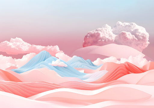 紙藝云朵山峰抽象背景
