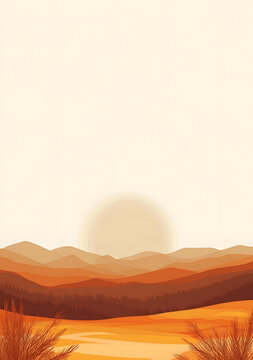 簡約山地夕陽秋季景觀