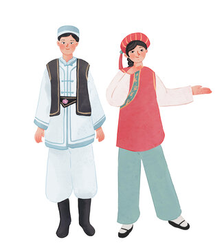 東鄉(xiāng)族人物少數(shù)民族插畫