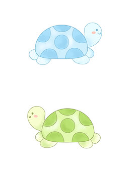 Q版卡通烏龜動物印花圖案