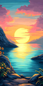 日落山海圖