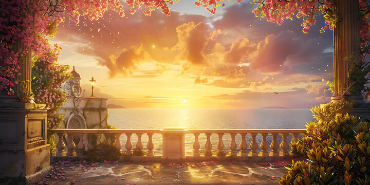 陽臺上的夕陽花海