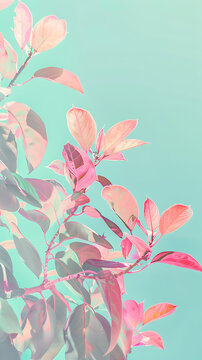 粉紅葉片藍(lán)天背景