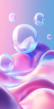 抽象漸變背景下的3D氣泡渲染