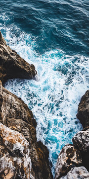 海浪拍打巖石的視角