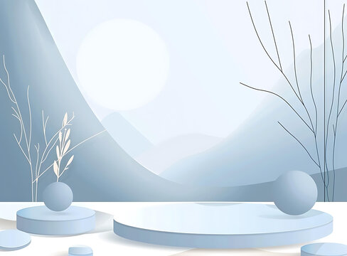 簡約藍(lán)色3D產(chǎn)品展示臺(tái)背景圖