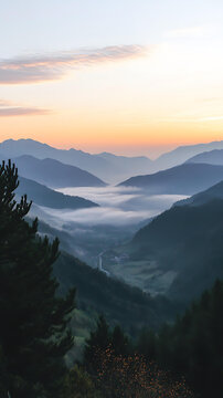 山谷晨曦云海壯麗景觀