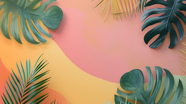 熱帶植物葉子彩色背景