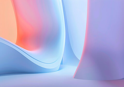 3D渲染抽象的柔和色彩曲線