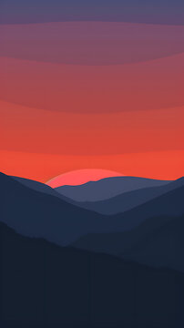 山巒夕照風(fēng)景